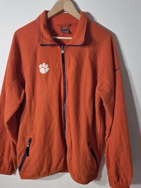 VTG Nike Team Clemson Tigers Fleece Jacket Orange Full Zip Mens Large Y2K